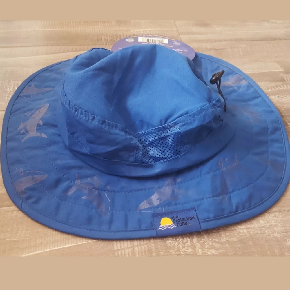 Toddler Kid Blue Bucket Hat Sun Protection Zone